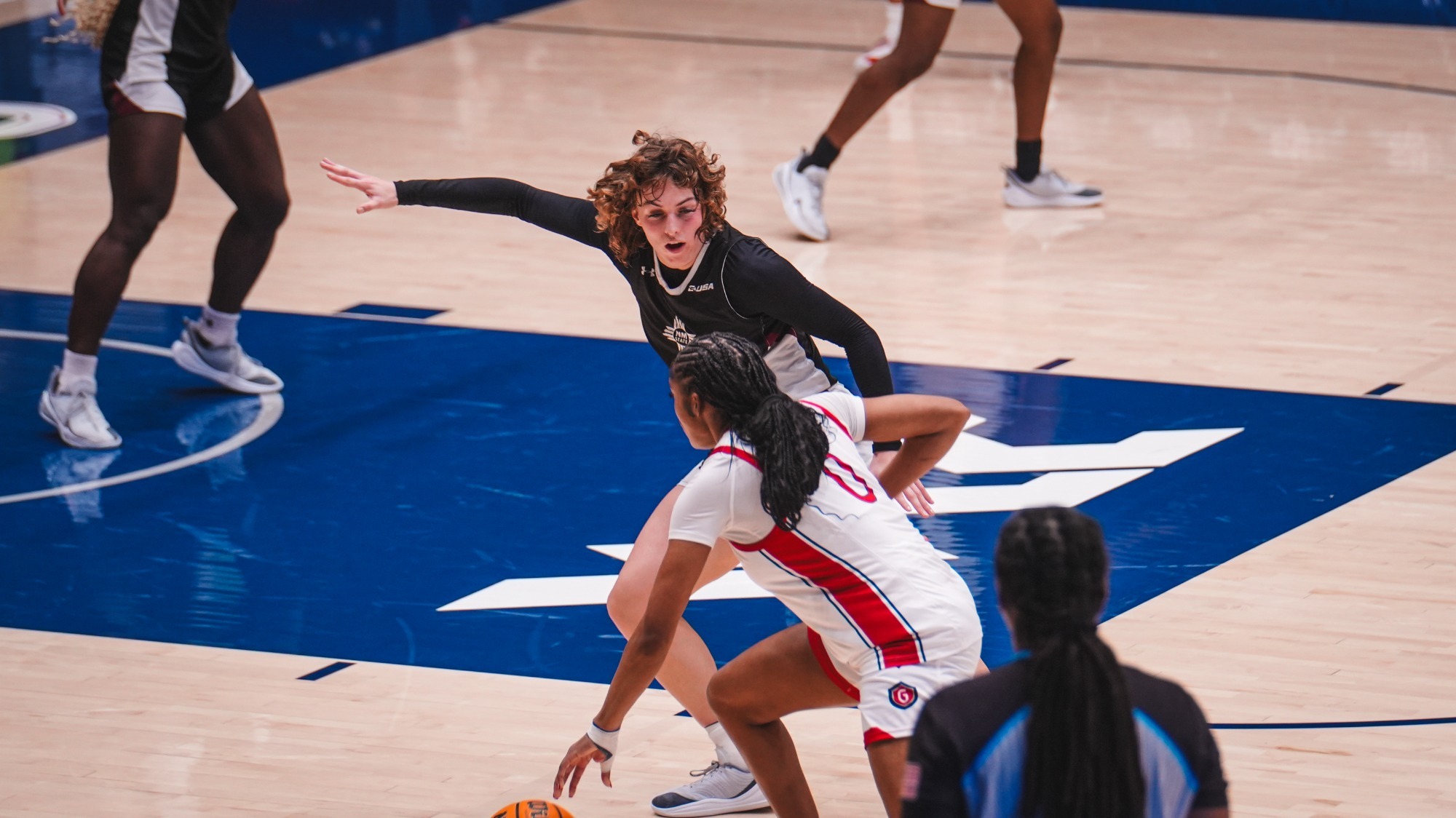 Loes Rozing guarding the ball against Saint Mary's