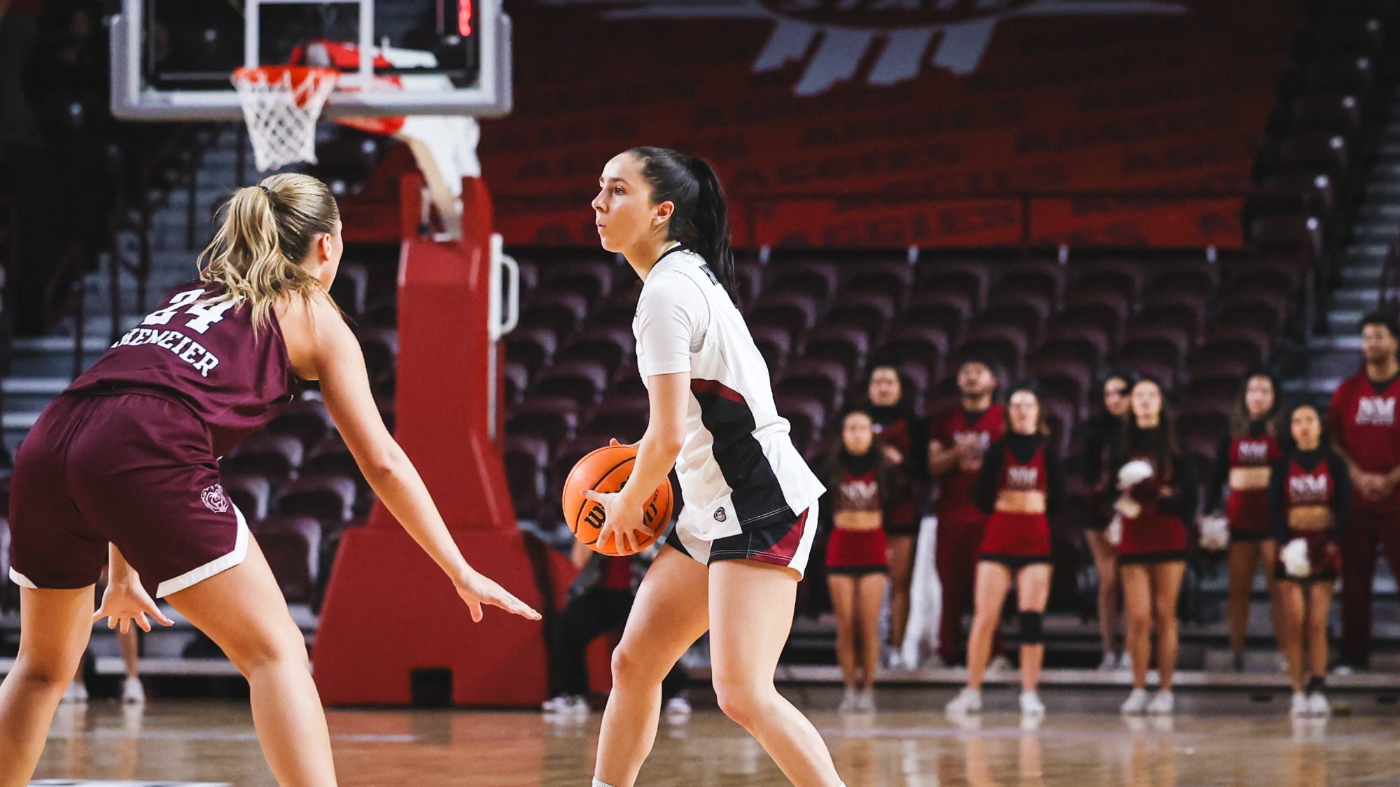 Keira Hudson with the ball in a game against Missouri State (1/17)