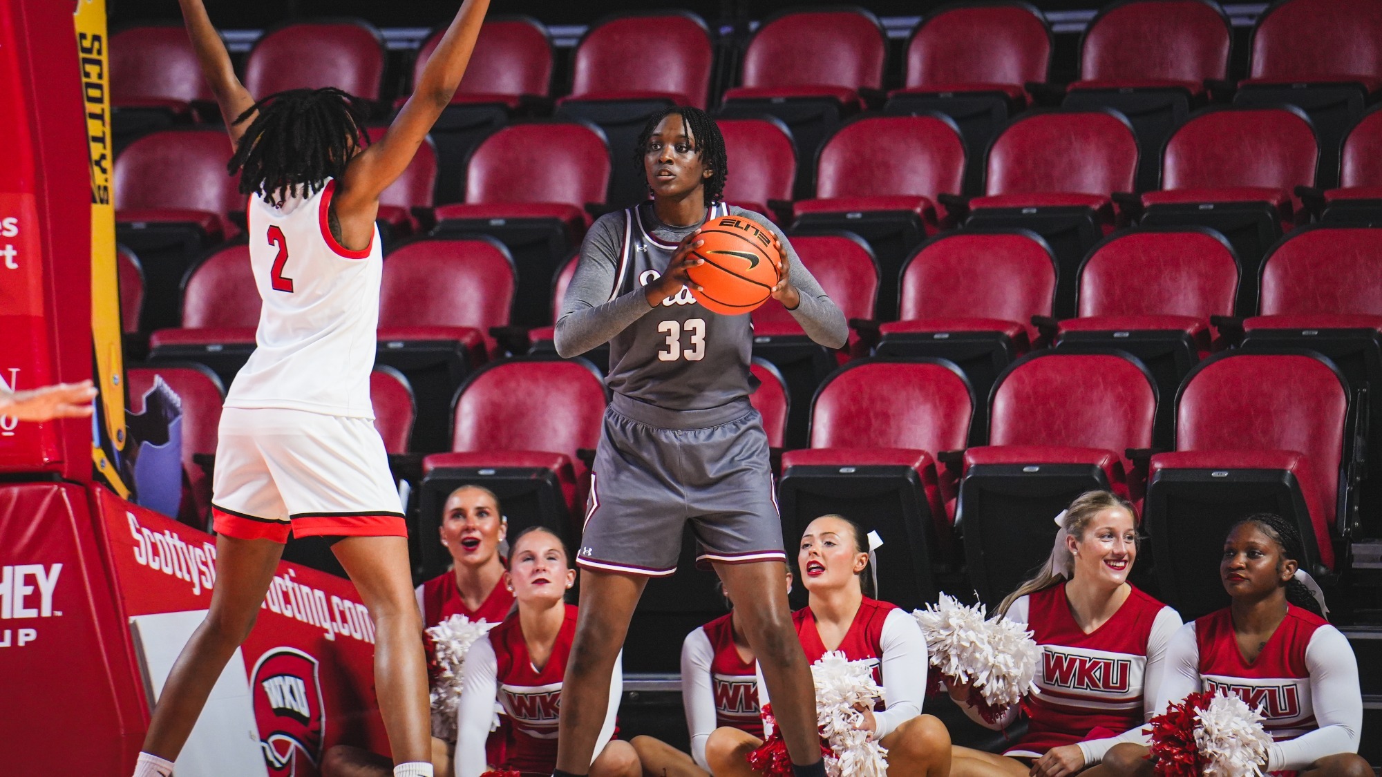 Senoj Jones preparing to inbound the ball against WKU (1/8)