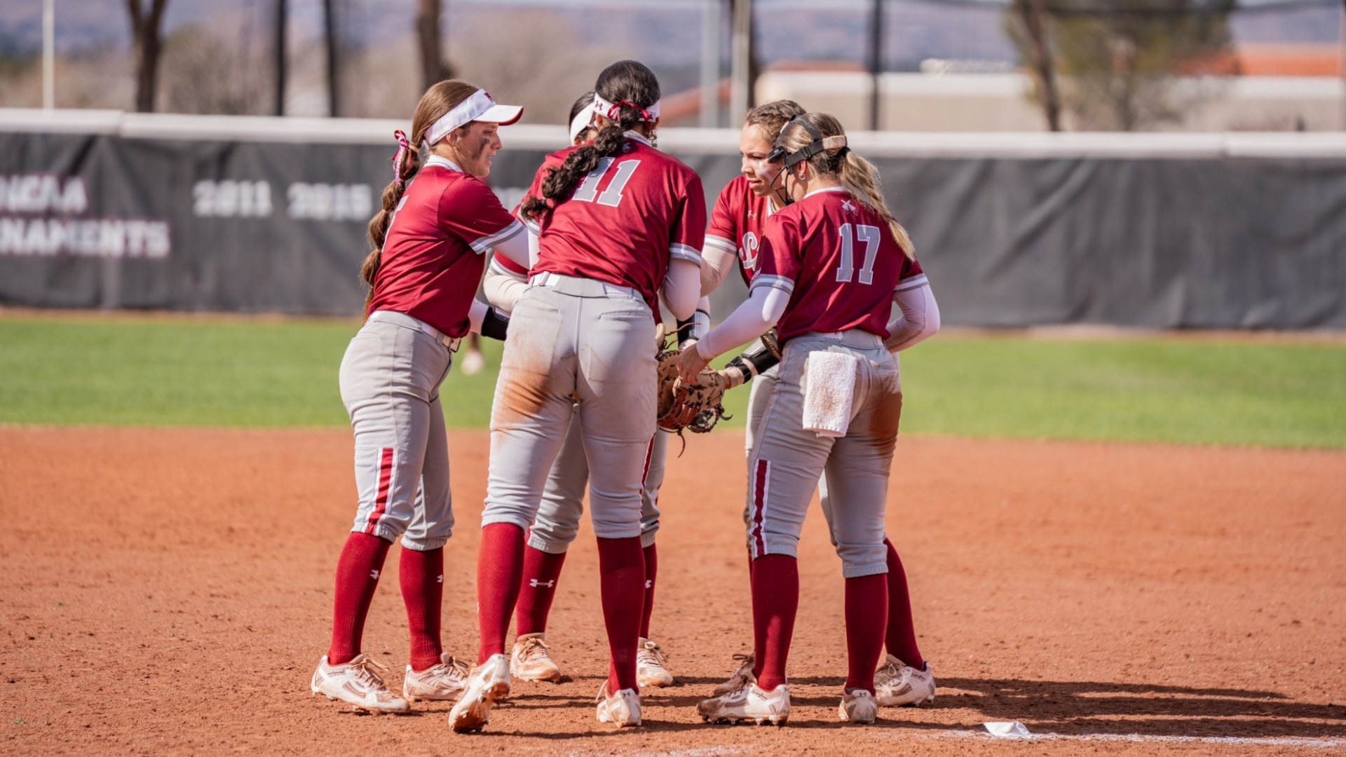 SB Huddle during an inning