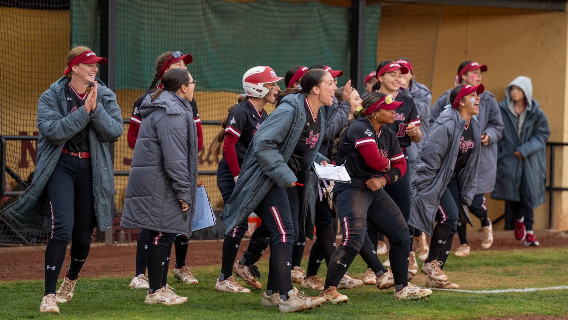 Aggies celebrate home run