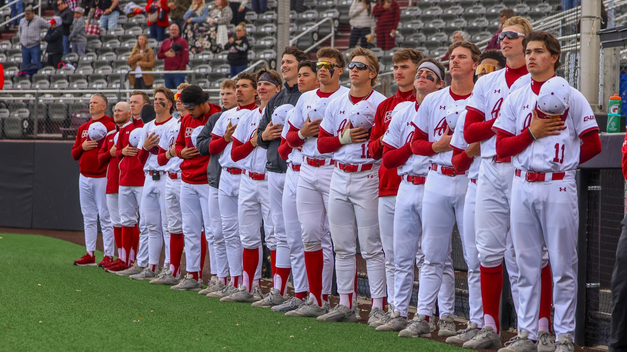 Baseball Team during national anthem