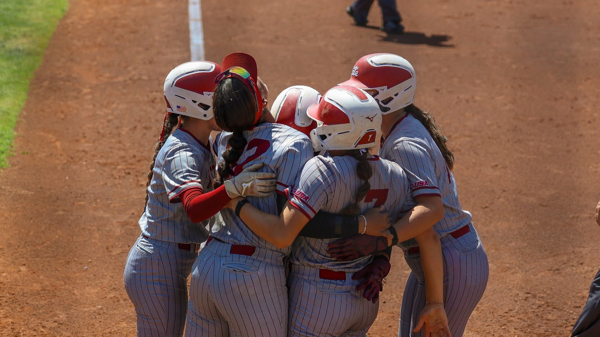 Aggies celebrate a home run
