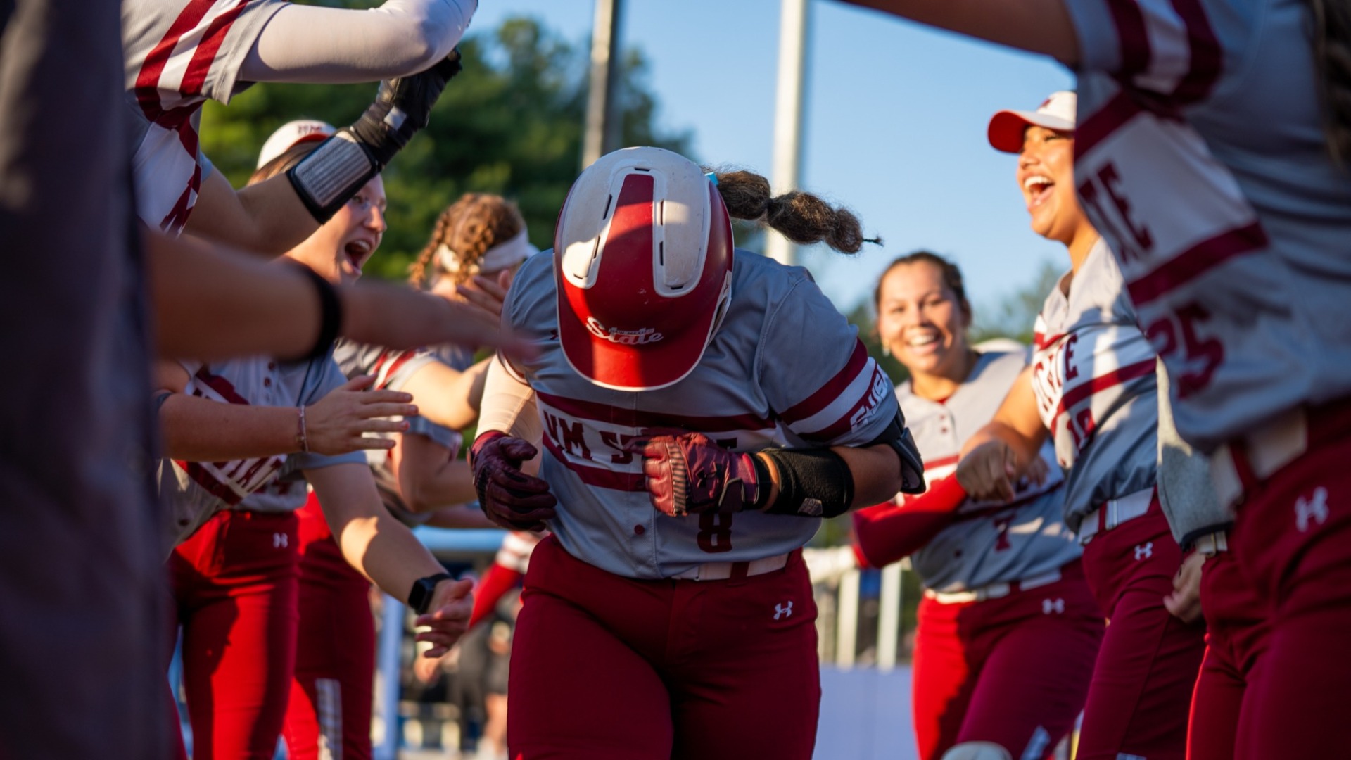Skye Johnson runs in after hitting a solo shot