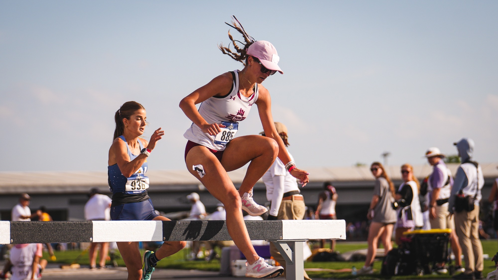 Nia Allison competing in the steeplechase at the 2026 NCAA West First Round