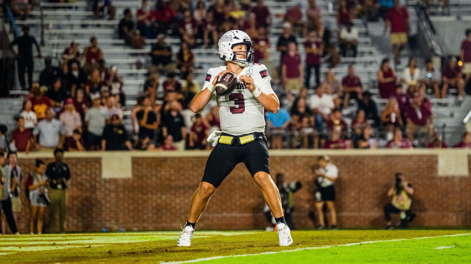 Trey Hedden drops back to pass at Florida State on Aug. 29, 2026