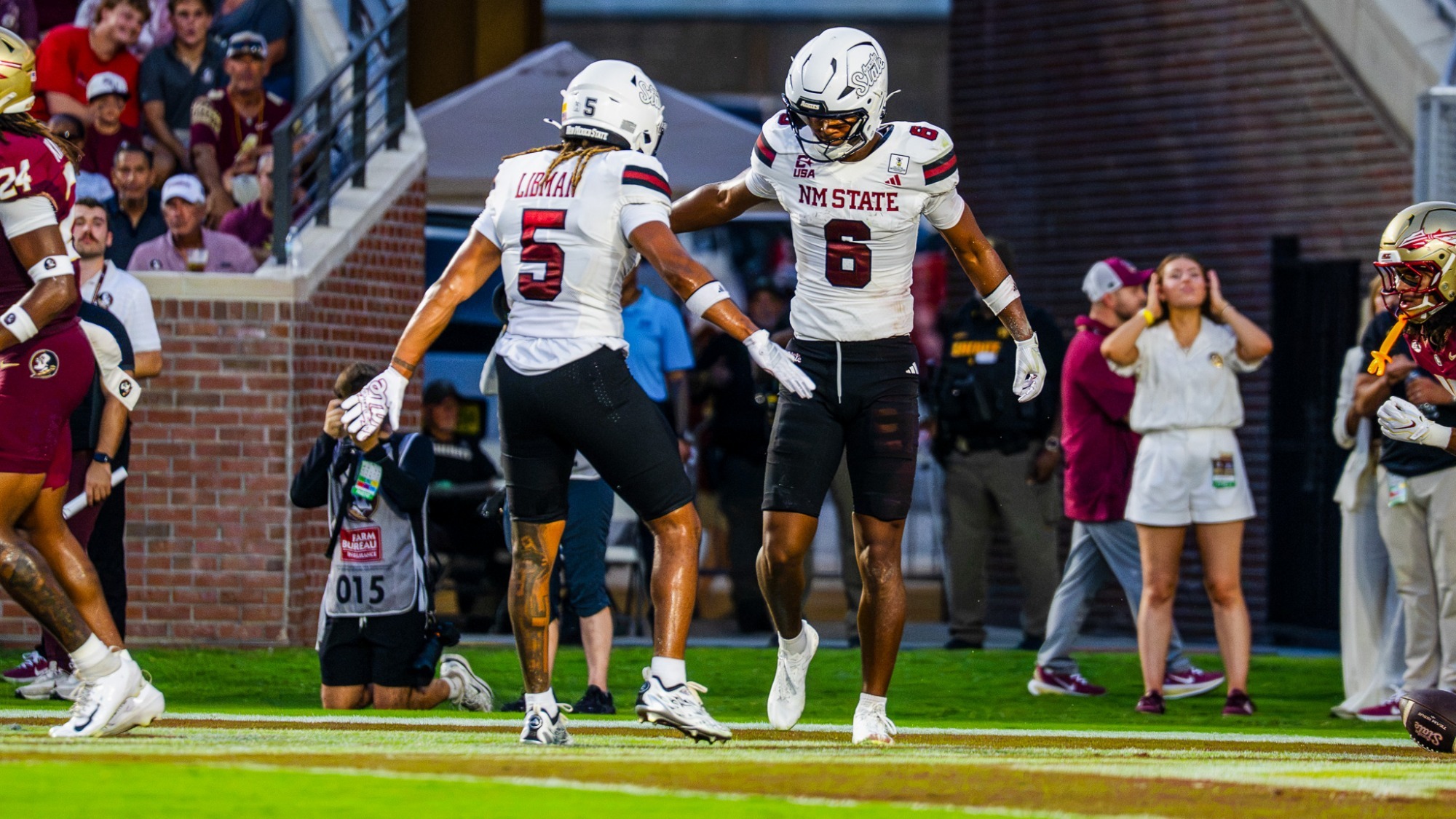 Brodie Malone-Bradford celebrates touchdown at Florida State on Aug. 29, 2026