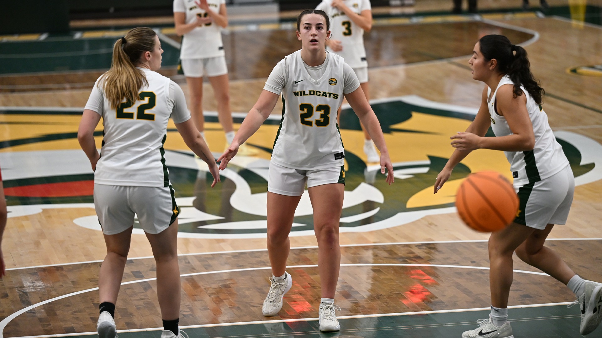 Three Wildcats celebrate a play