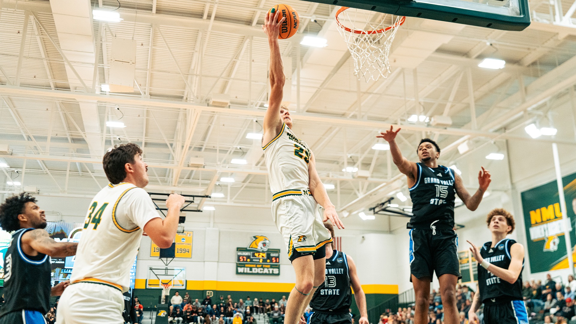 Dylan Kuehl goes up for a layup vs. GVSU