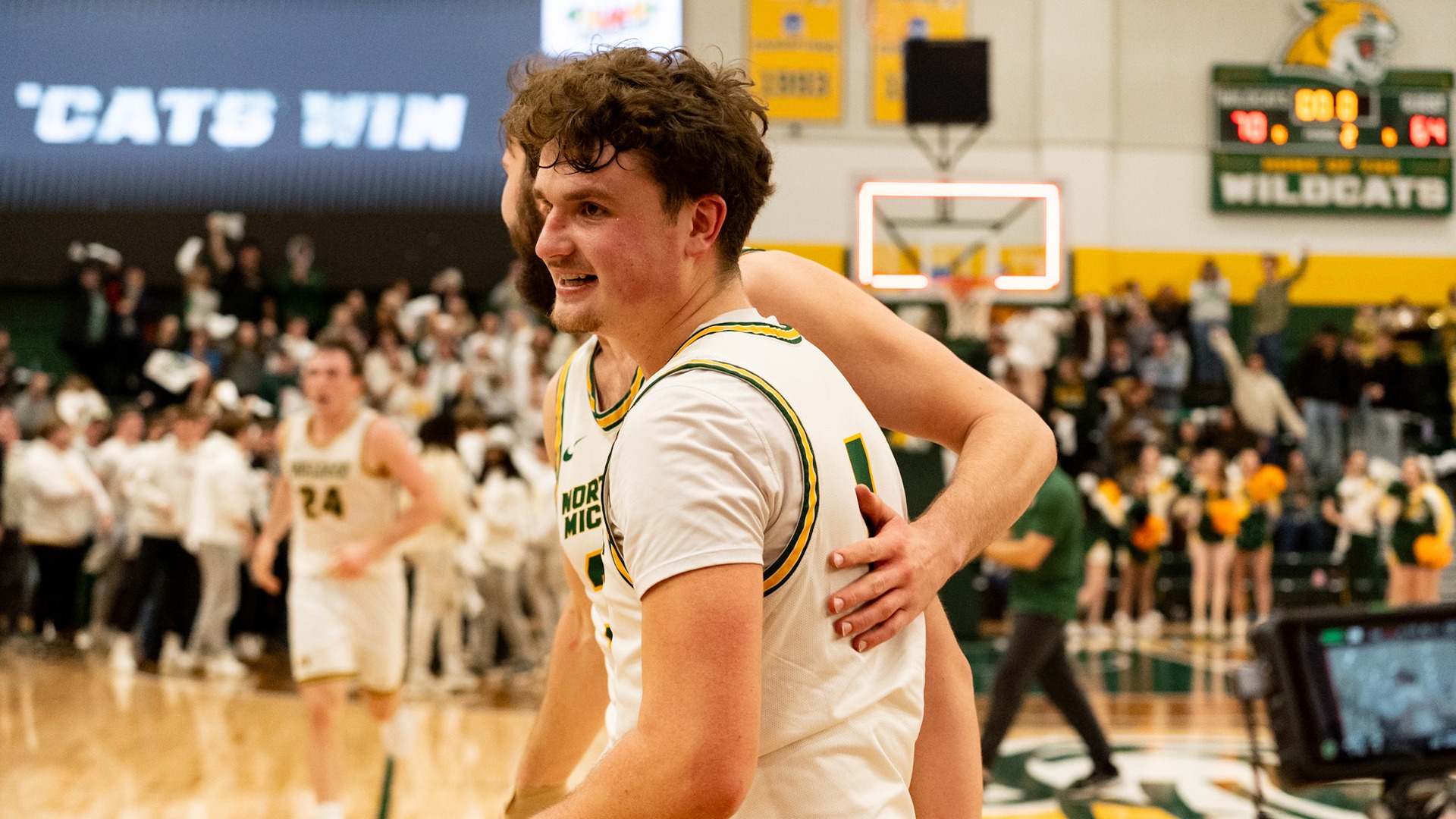 Cal Klesmit celebrates after a win over MTU