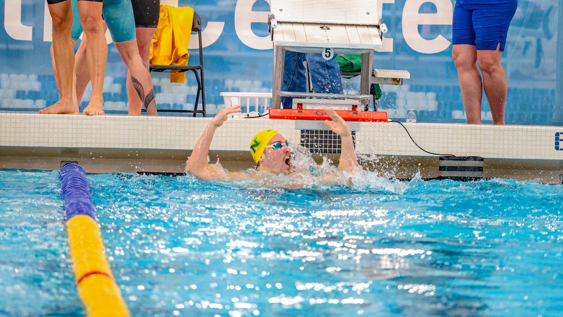 Alessandro Rosatelli celebrates swimming to gold
