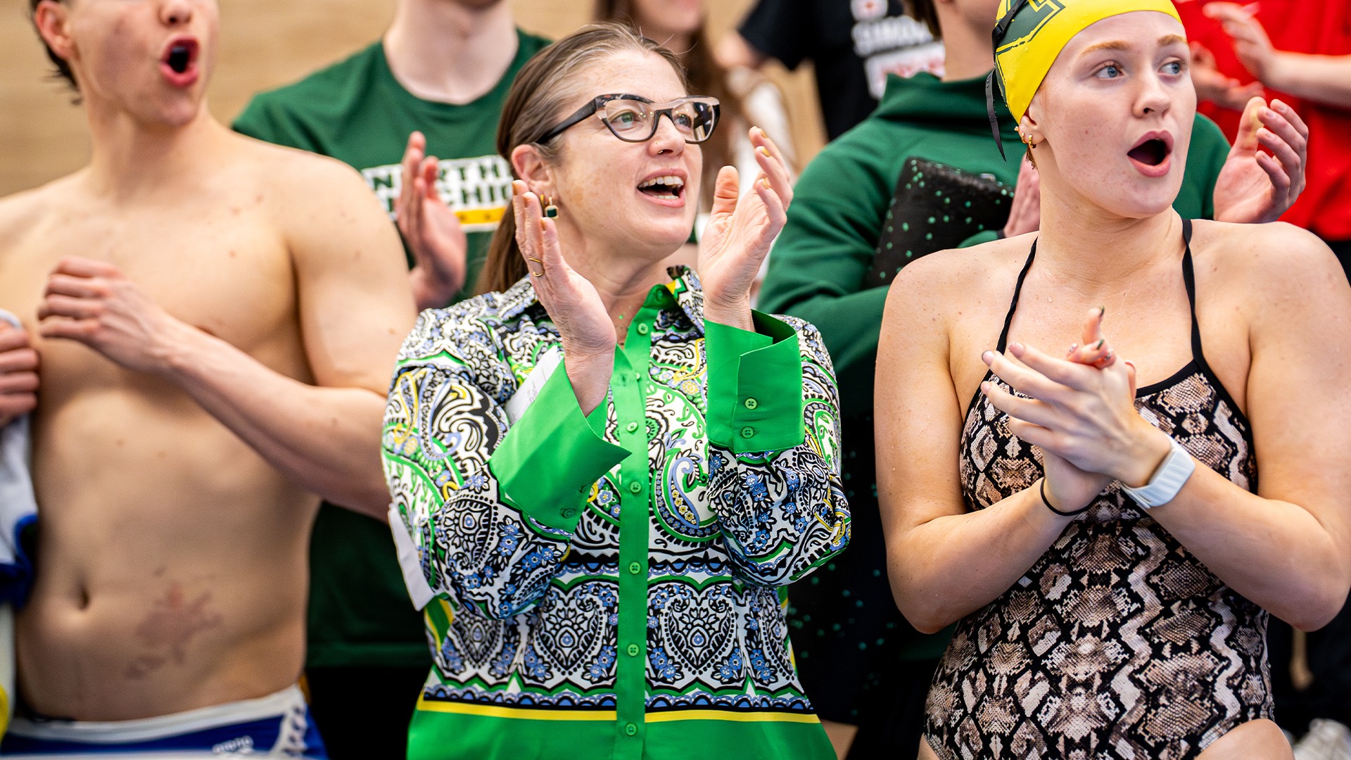 Heidi Voigt cheering at the NCAA Championship