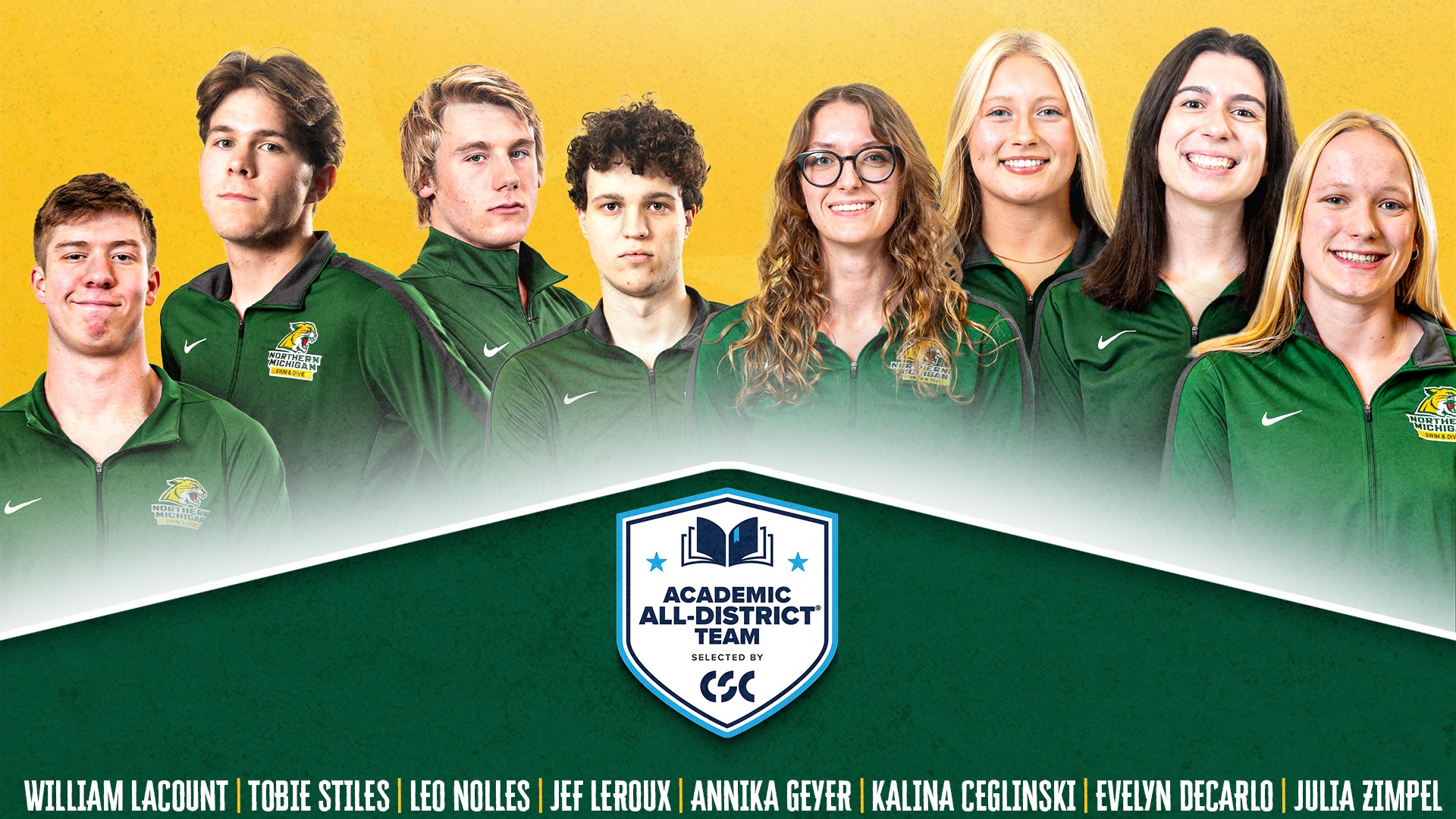 New swim and dive 2026 CSC Academic All-District