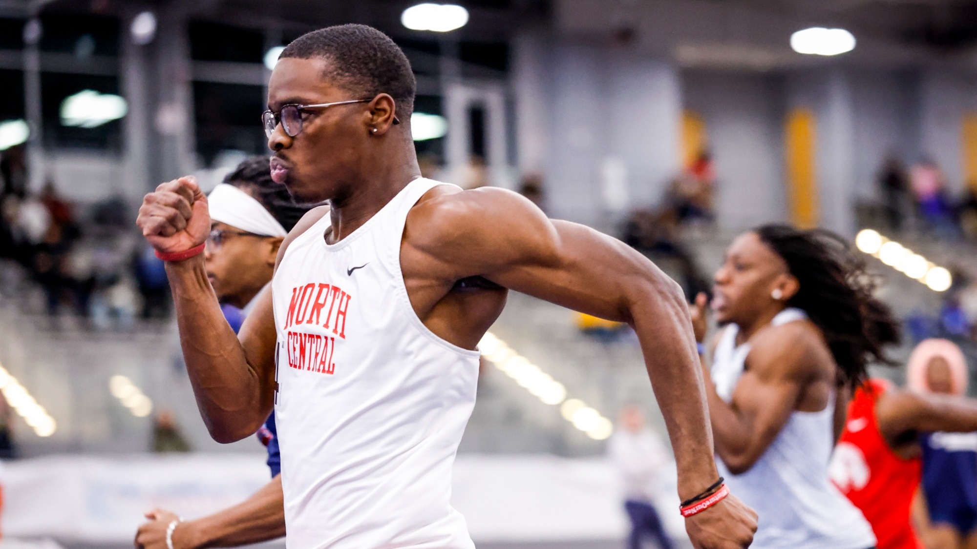 Randy Reed races 60m at the DePaul Blue Demon Holiday Invite