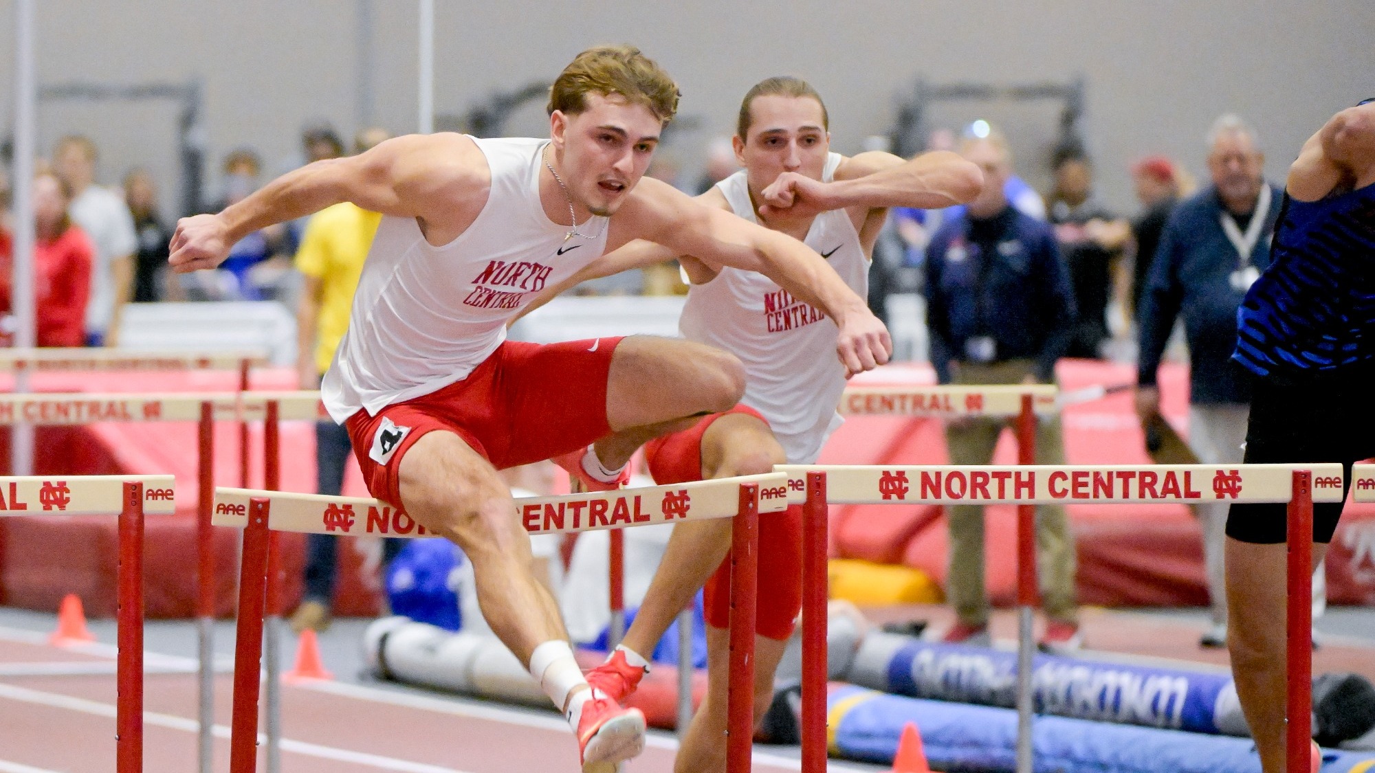 Kamil Kokot wins the 60m hurdles at Pat Heenan Invite