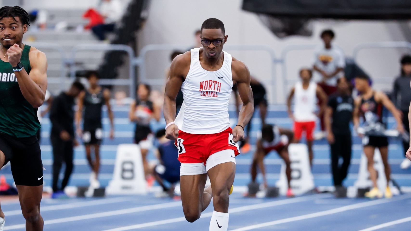 Randy Reed races 60m at Aurora Grand Prix