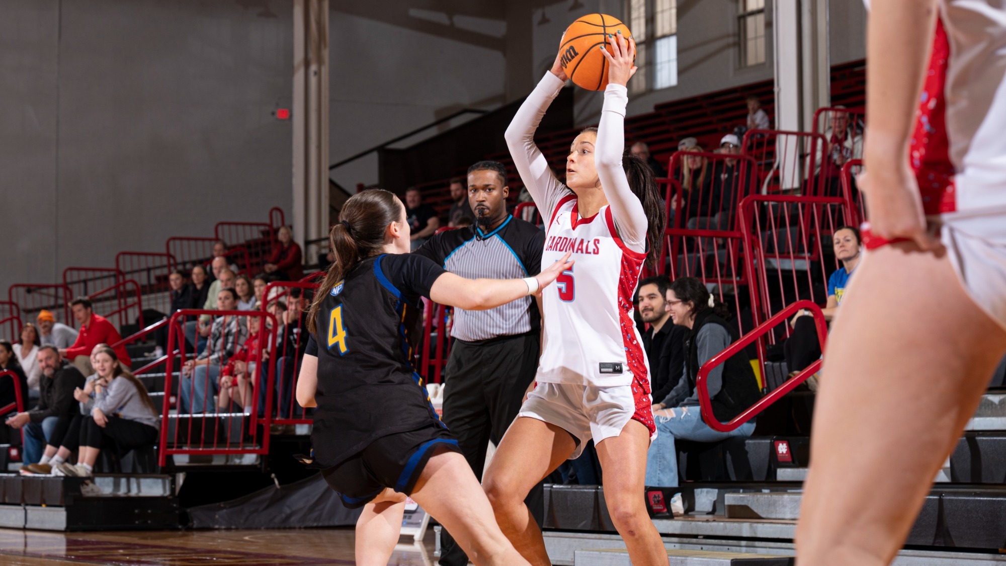 Grace Kieffer looking for a pass in a CCIW matchup against North Park University on January 3rd, 2026.