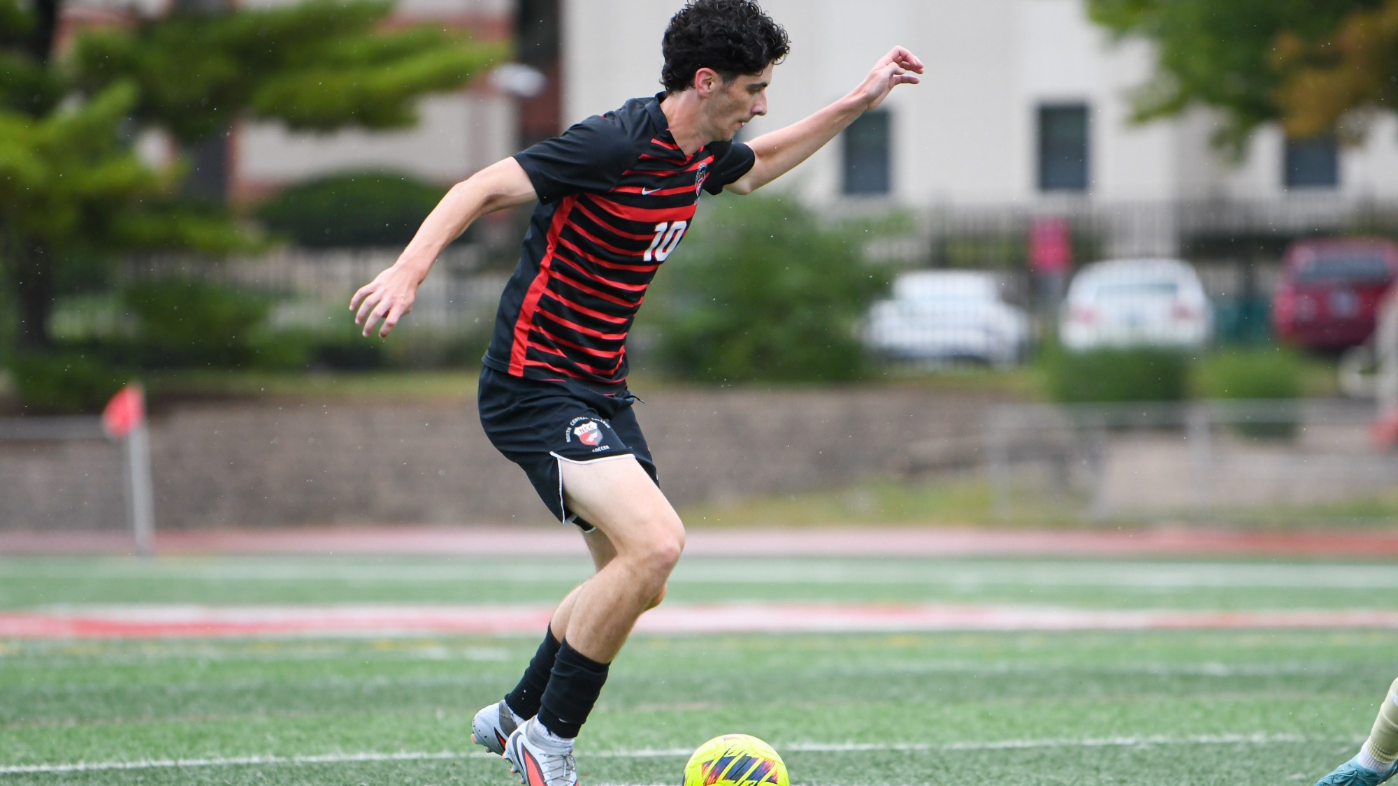 North Central College men's soccer student-athlete Marco Costabile playing against Nebraska Wesleyan on Sept. 13, 2026.
