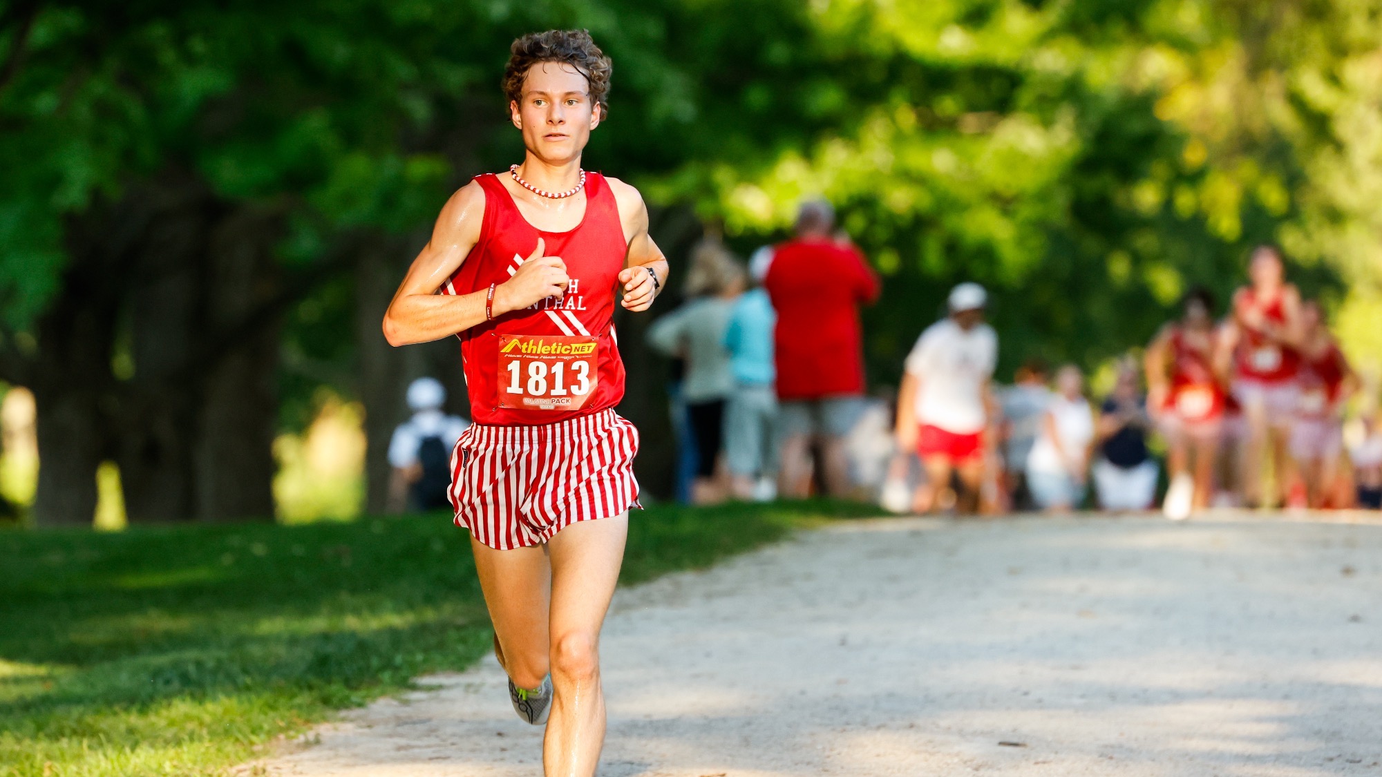 Richard Klein running gravel path of St. James Farm
