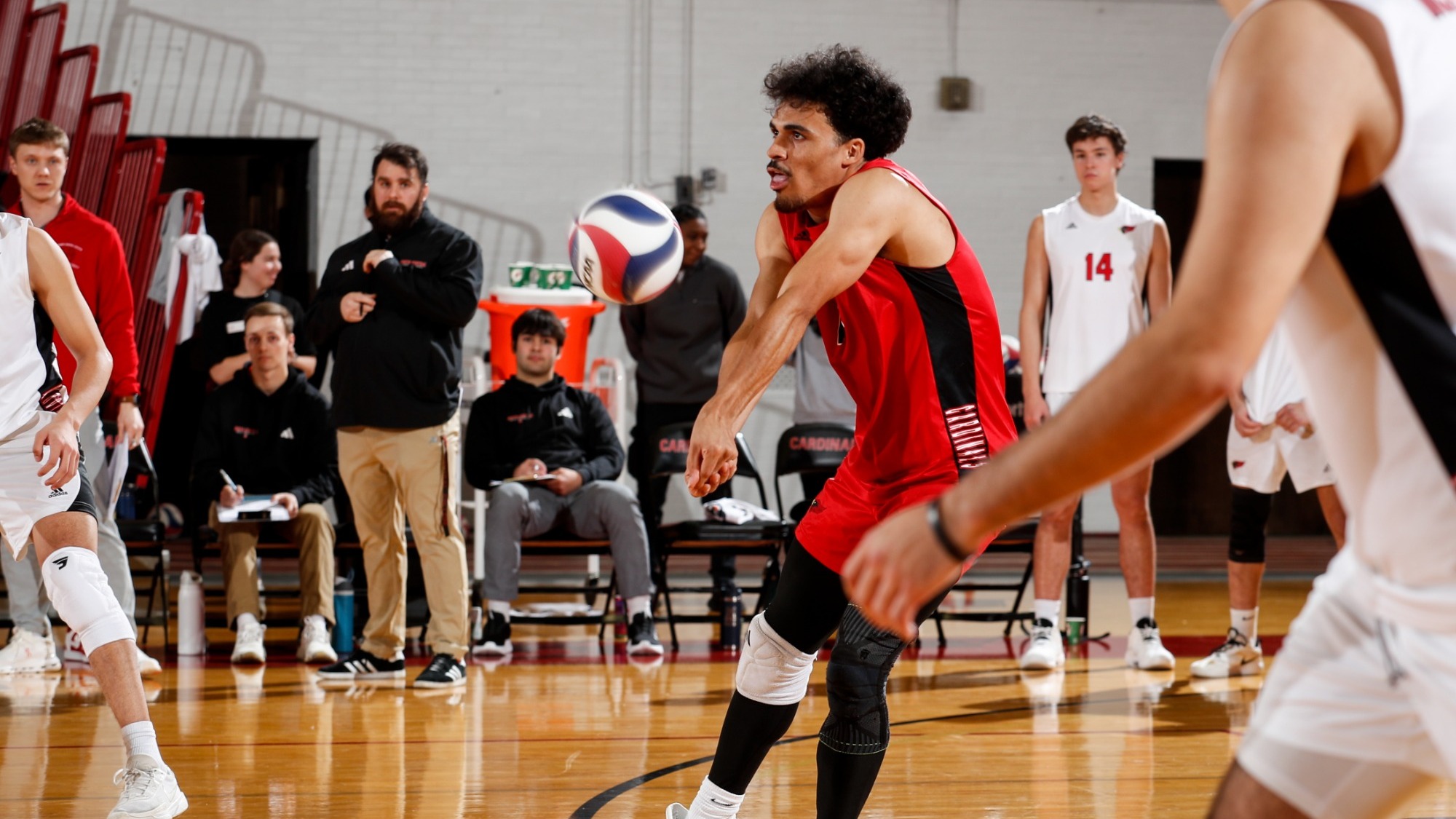 Jonathan Brown digs out an attack for the Cardinals.