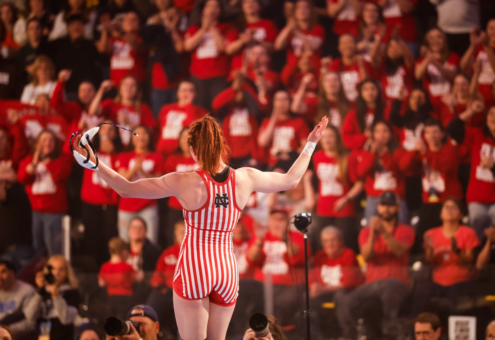 Riley Rayome salutes North Central crowd at NCAA Championships