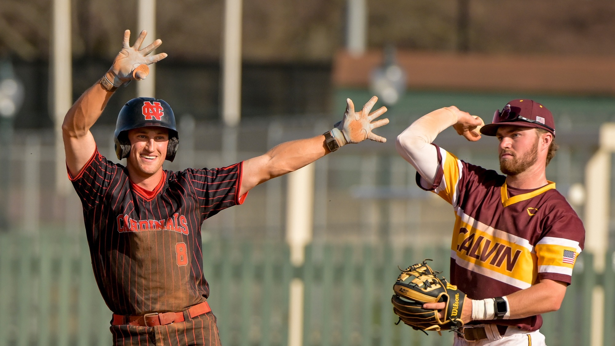 Parker Wyatt celebrating a double vs Calvin