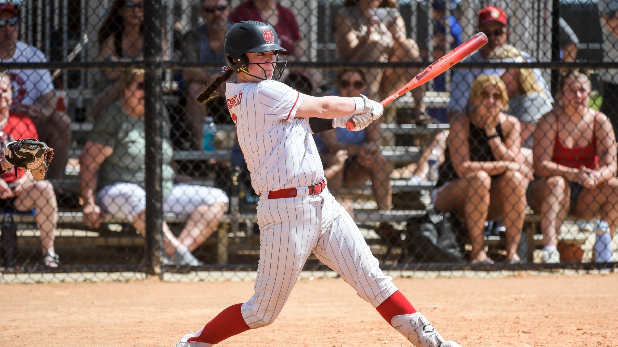 Hailey Morsovillo drives ball to right field