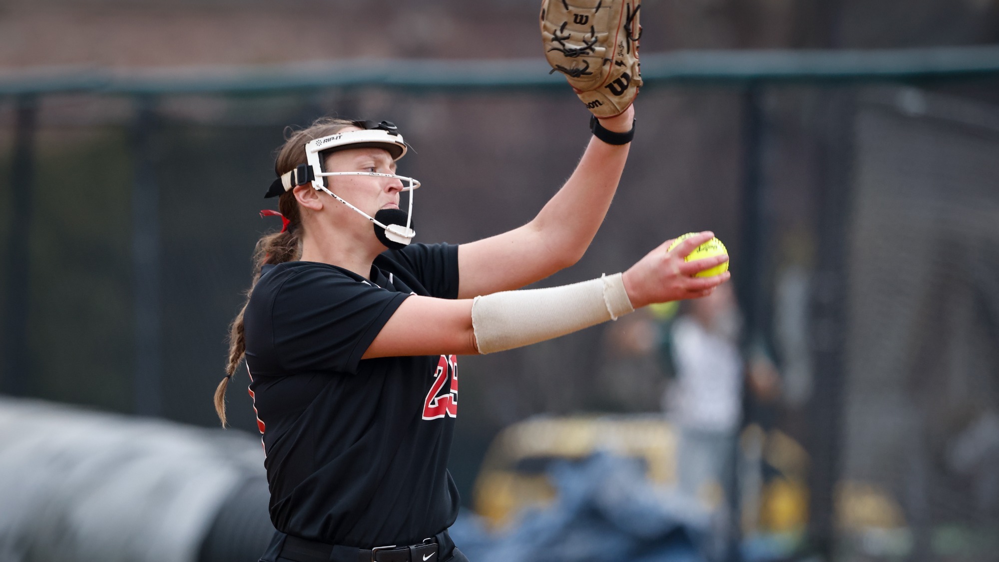 Juliana Maude throws a pitch to home