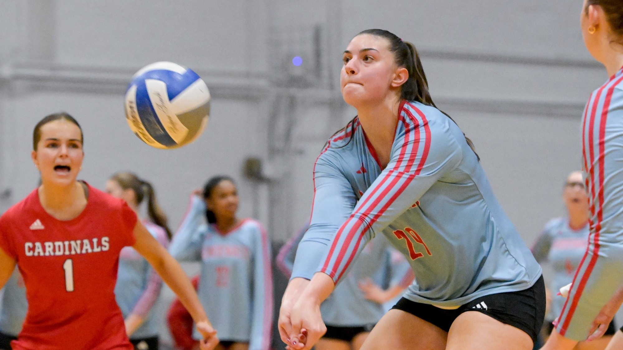 Abby Buban digging a volleyball