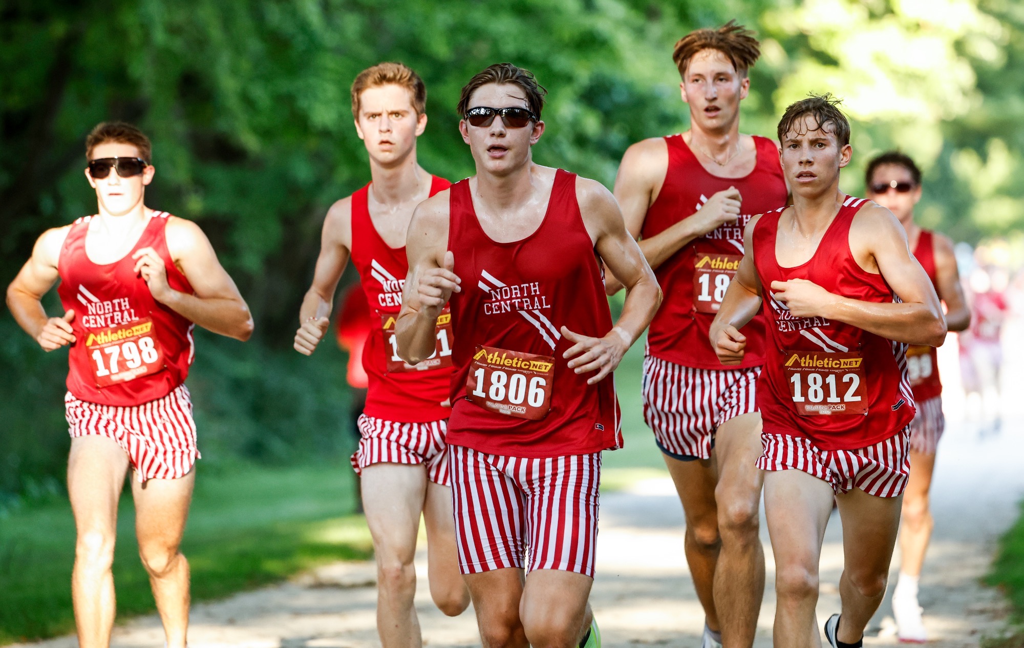 Pack of men's cross country Cardinals race the NCCXC Invite