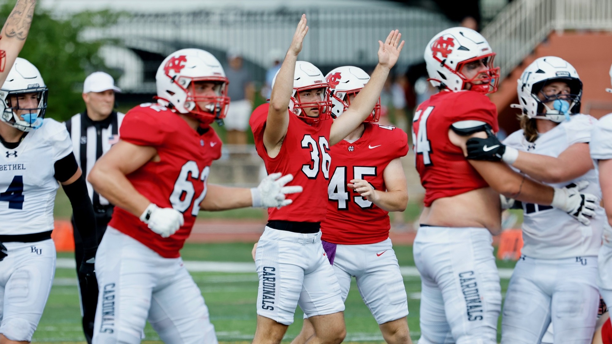 Sean Ryniec celebrating a 56-yard field goal