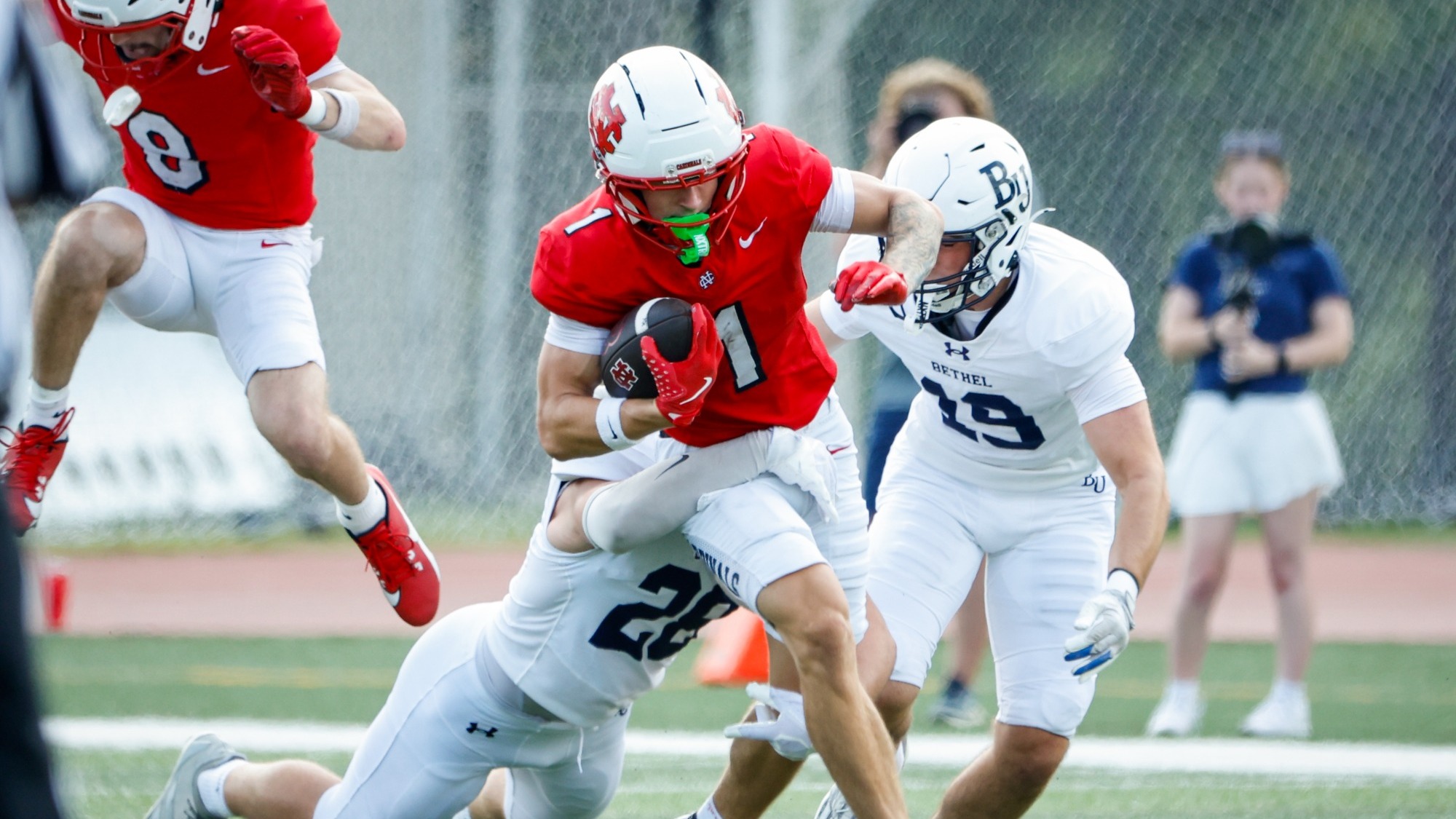 Jake Vitel running after the catch vs Bethel