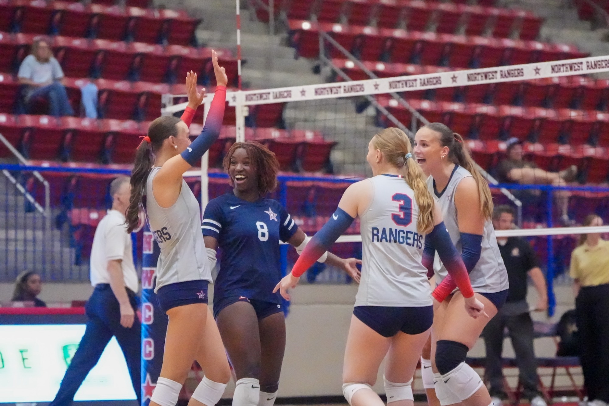 Rangers celebrate as a team after a point