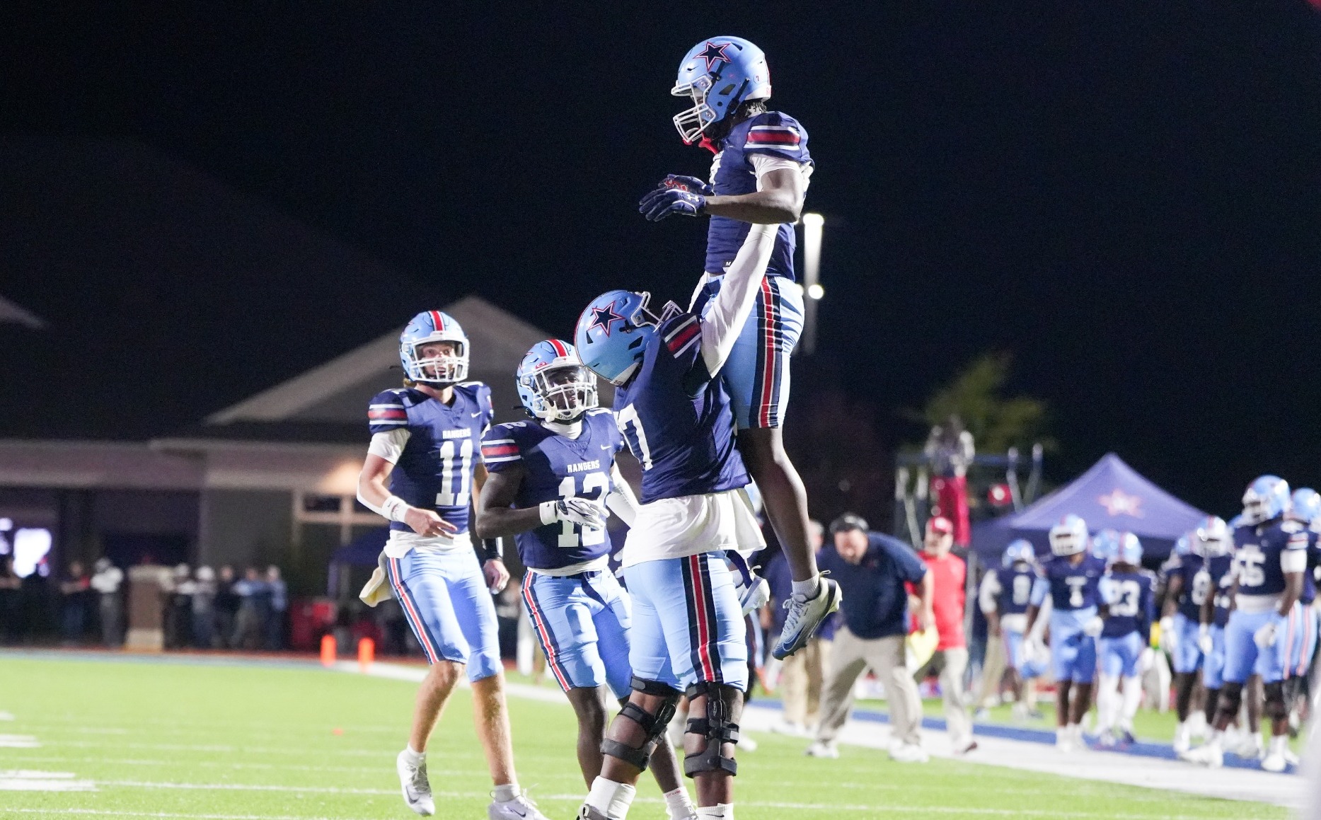 Elmore celebrates a touchdown against Southwest