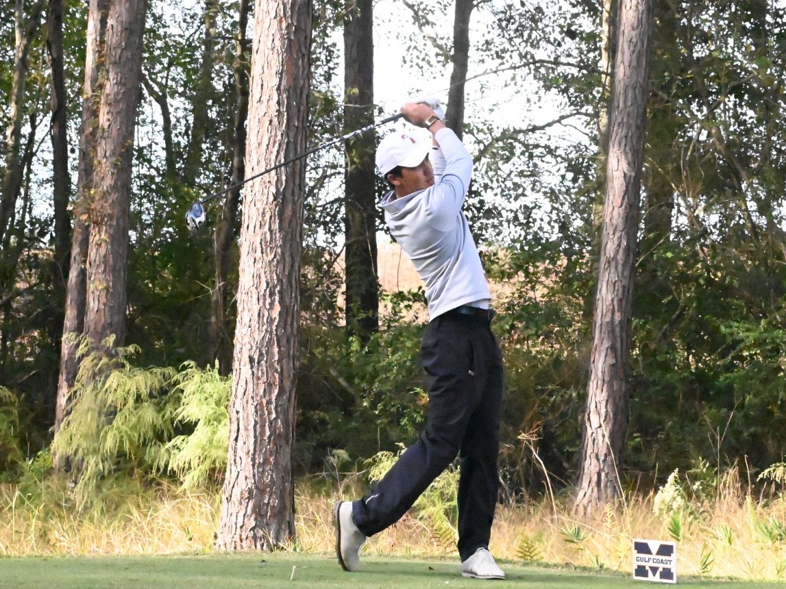 Sharma with a tee shot at the Charles Cooper Classic