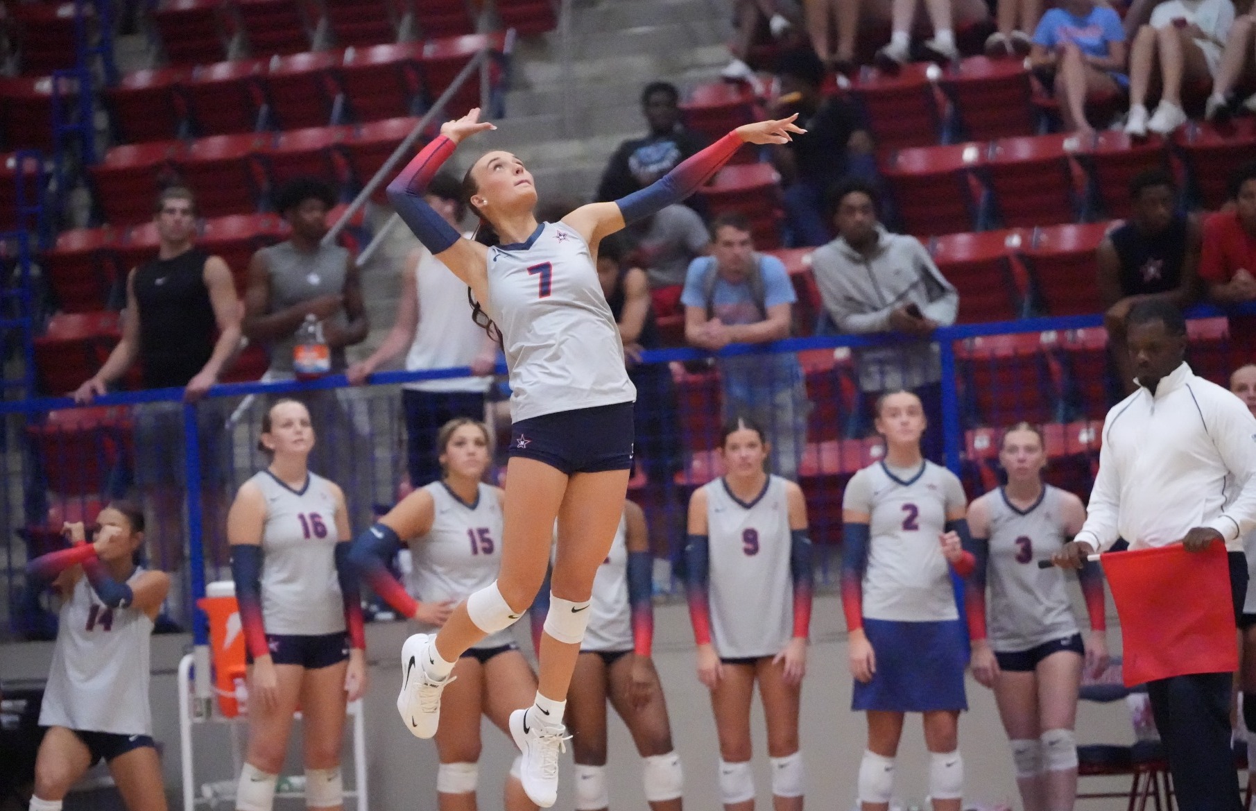 Reese McIntosh serves against Pearl River