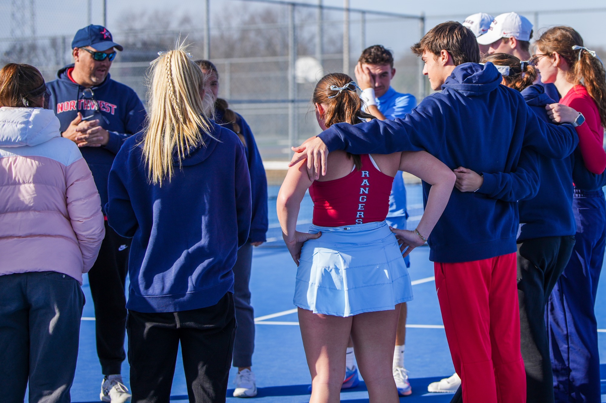 tennis team huddle
