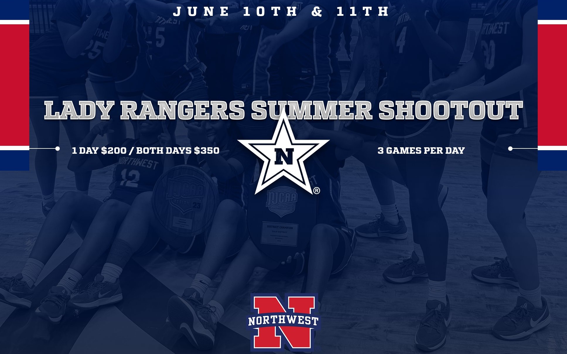 Rangers Women's Basketball Team Camp to be held June 10th and 11th. Registration fees included. 