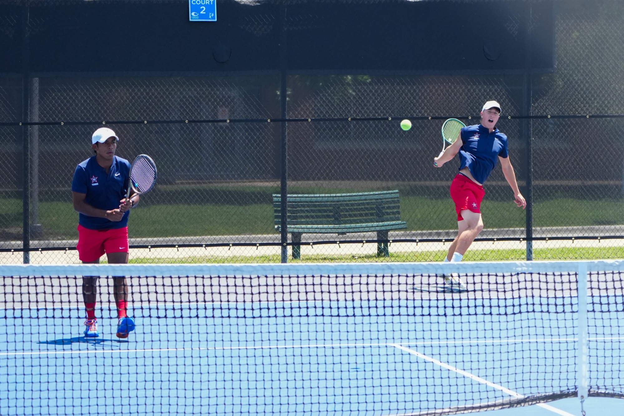 Carlos Diaz and Luca Morris on day 4 at NJCAA Men's Tennis Championship.