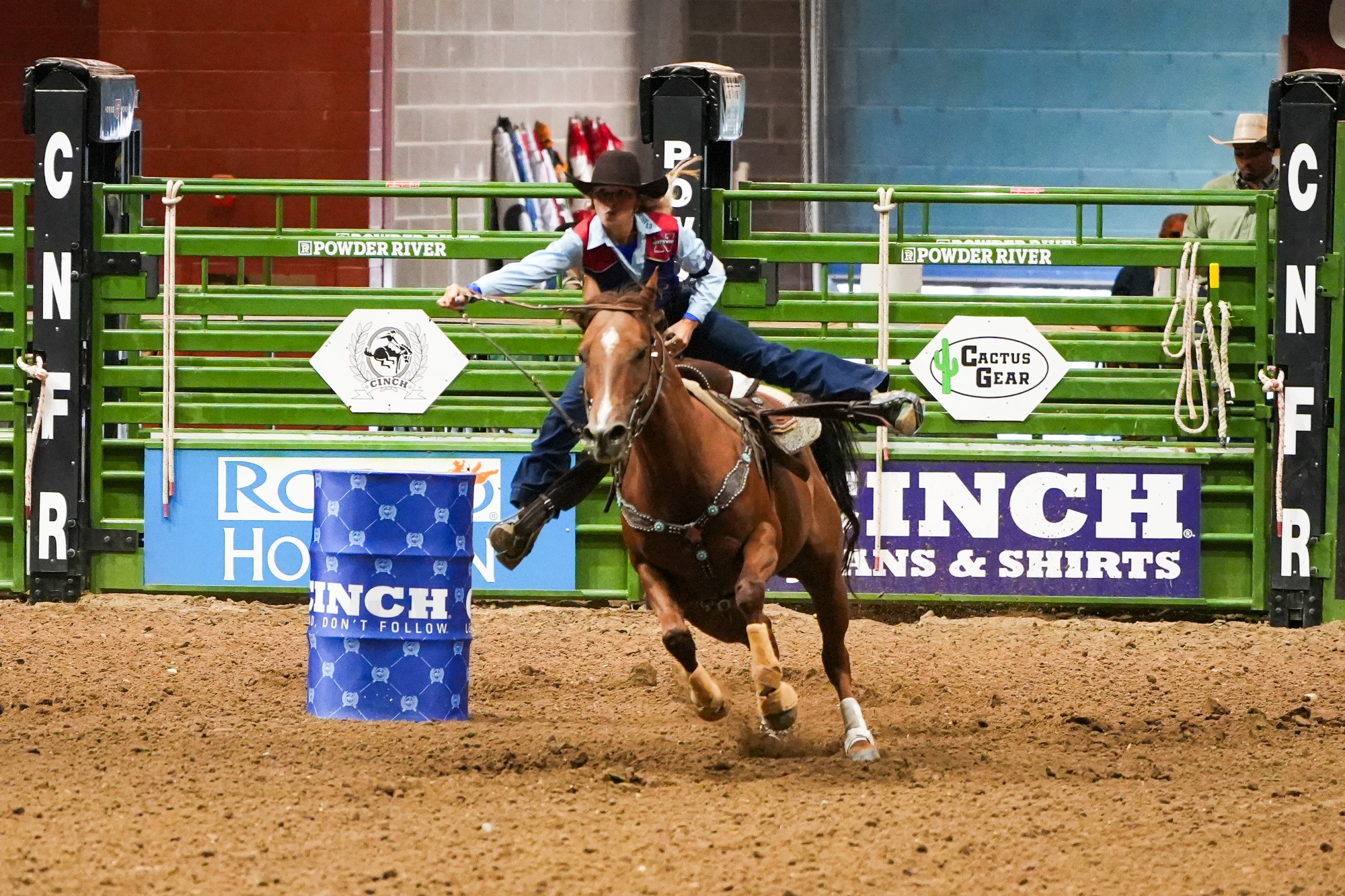 Raegan Chance rides Sky during Go 1 of CNFR 2026.