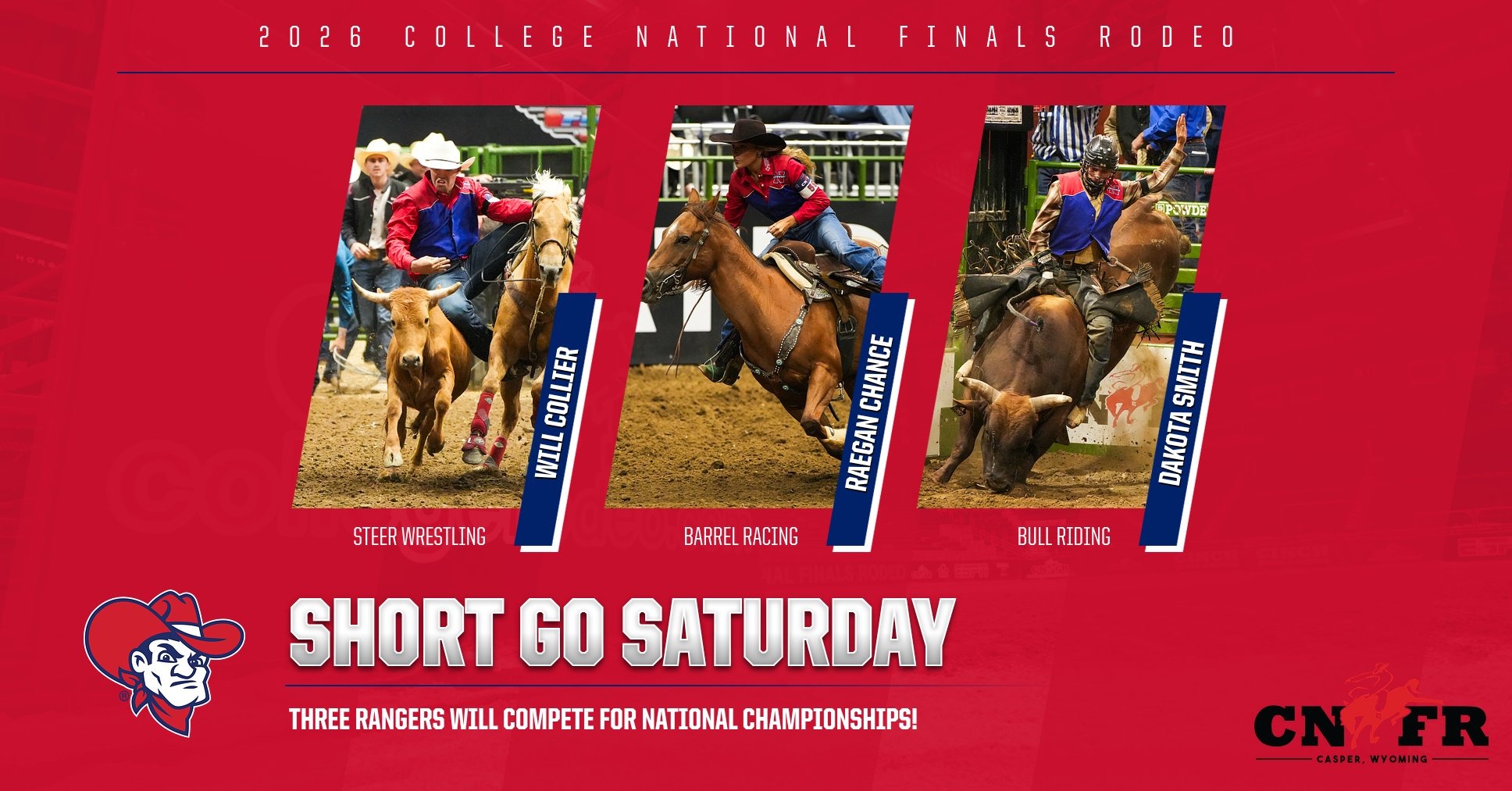Will Collier, Raegan Chance, and Dakota Smith CNFR 2026 Finals Graphic