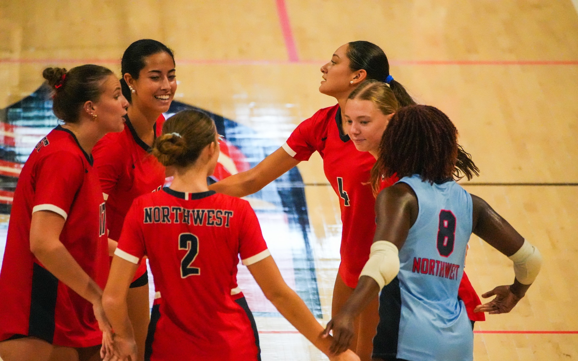 Northwest celebrates after a point during a match against Beville State