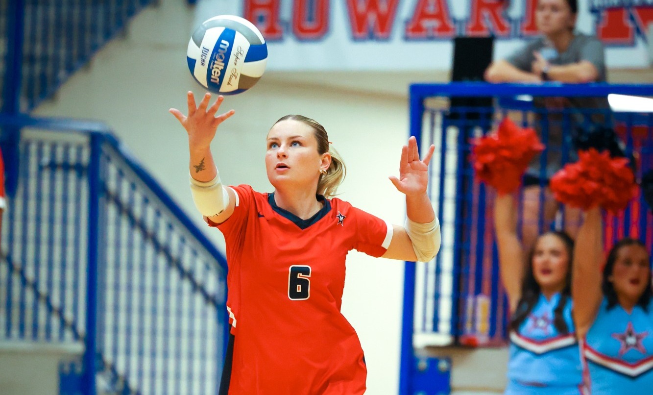 Adalyn Callahan serves against Northeast in a sweep at Howard for the Rangers