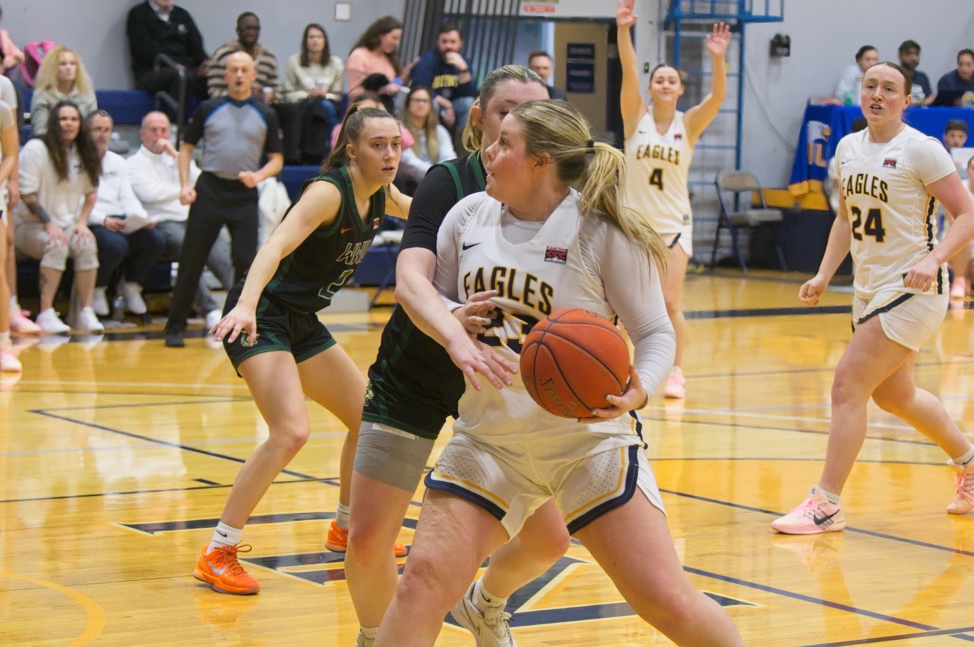 23 - Hailey Monte hit 7-7 threes  and  7-8 FG in 14 min/ to score 23 points