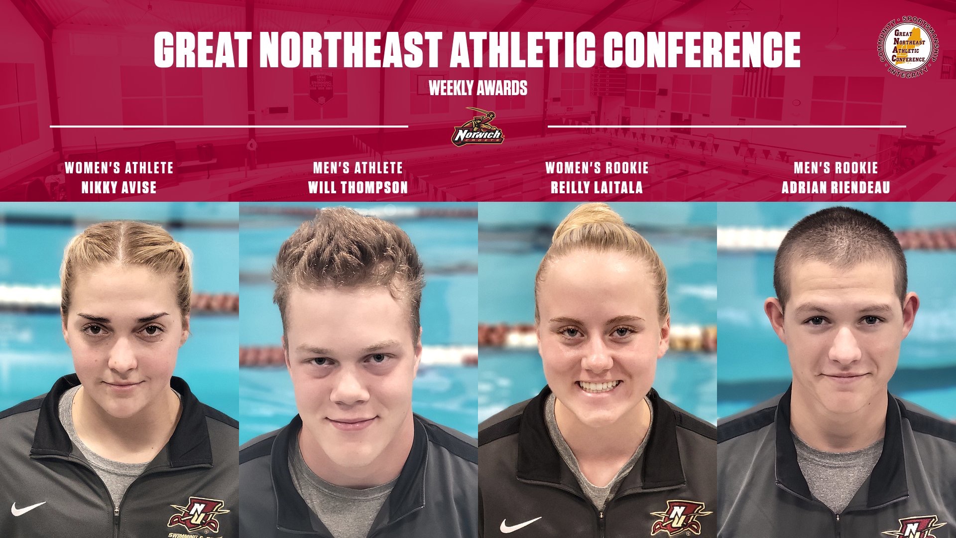 Swimming & Diving Cadets dominate GNAC weekly awards after record