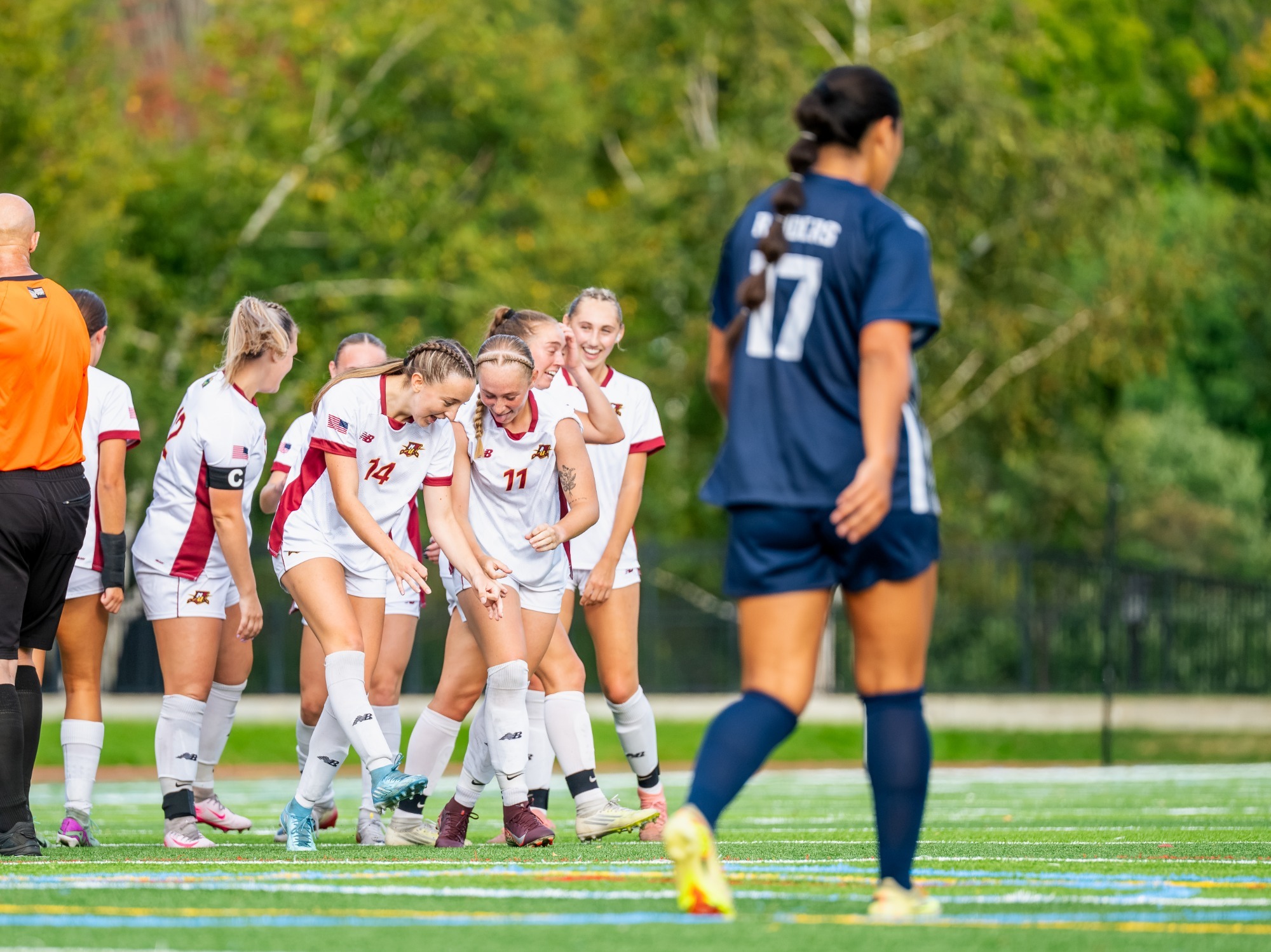 Cadets celebrating after a goal.