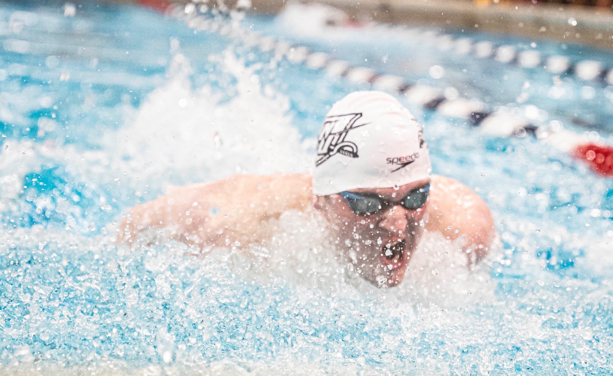 Clark competing in the 200 fly. 