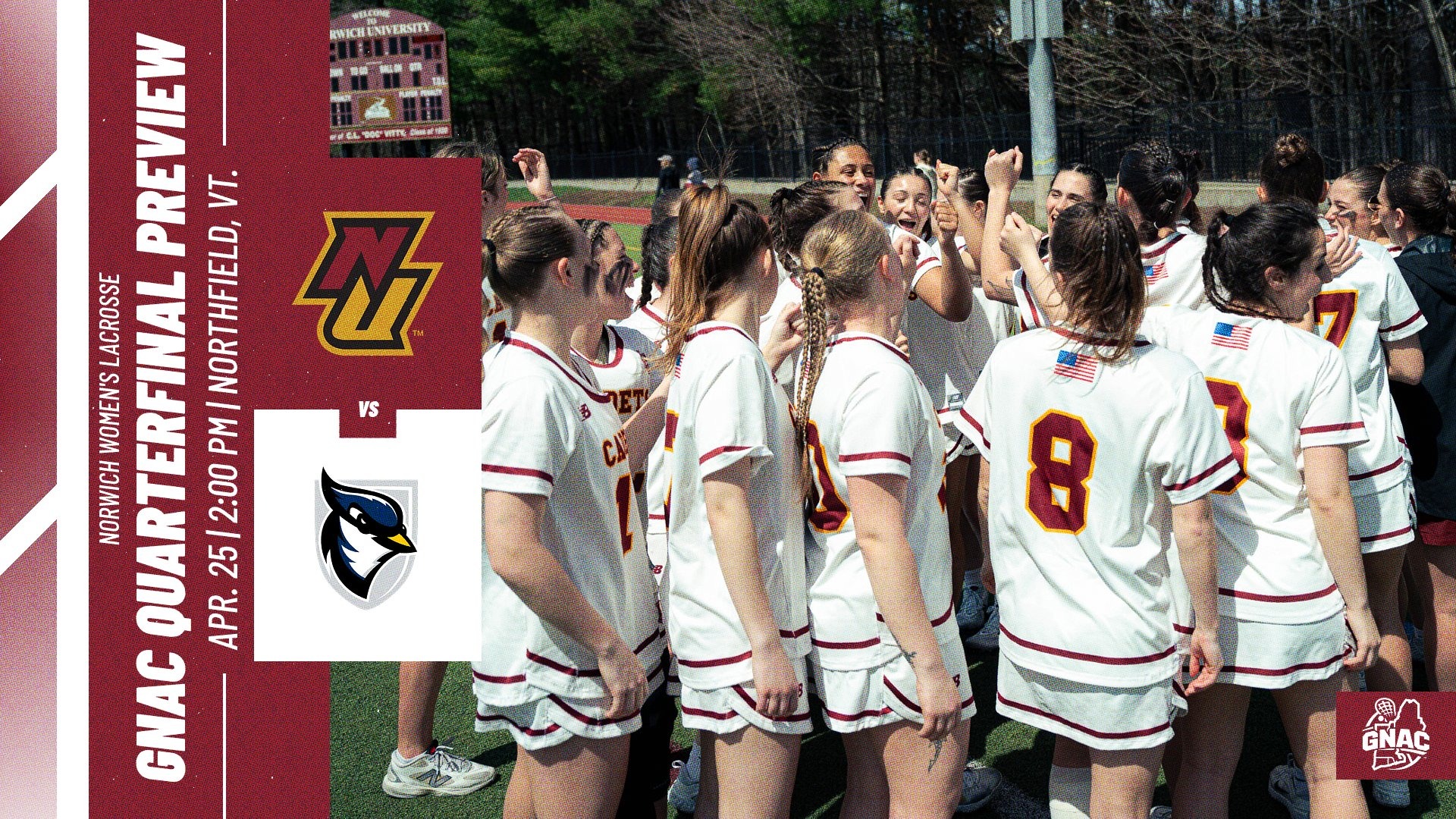 2026 WLAX - GNAC Quarterfinal preview graphic