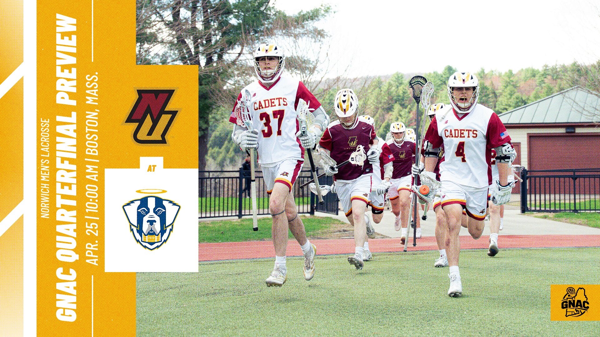 2026 MLAX - GNAC Quarterfinal preview graphic