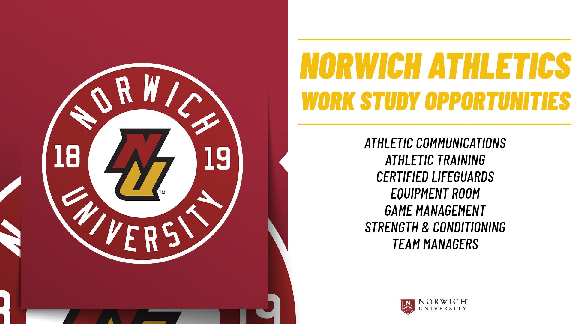 NORWICH ATHLETICS - WORK STUDY OPPORTUNITIES